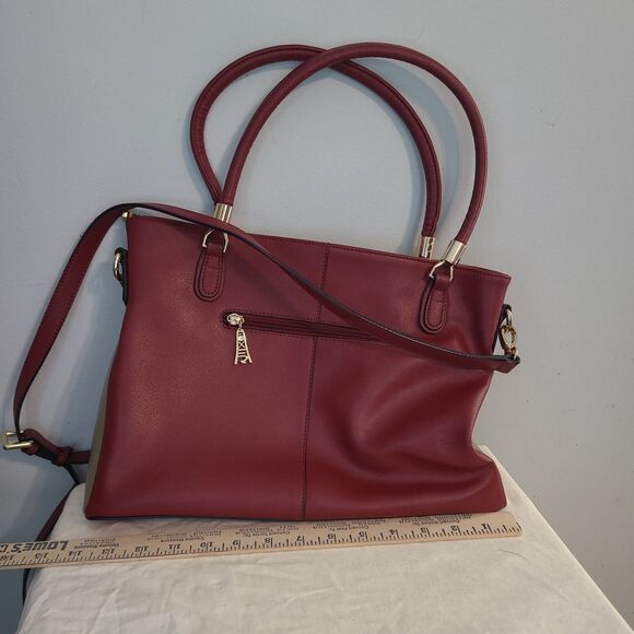 Foxer Italian Leather Deep Red/Gold Shoulder Crossbody Bag Purse Luxury Elegant - Picture 5 of 10